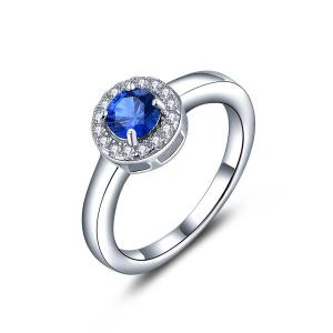 925 Silver Stackable Birthstone Ring Spinel With CZ Halo-FarJary