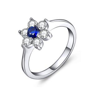 Stackable Lab Created Spinel Ring in 925 Silver Floral Look-FarJary